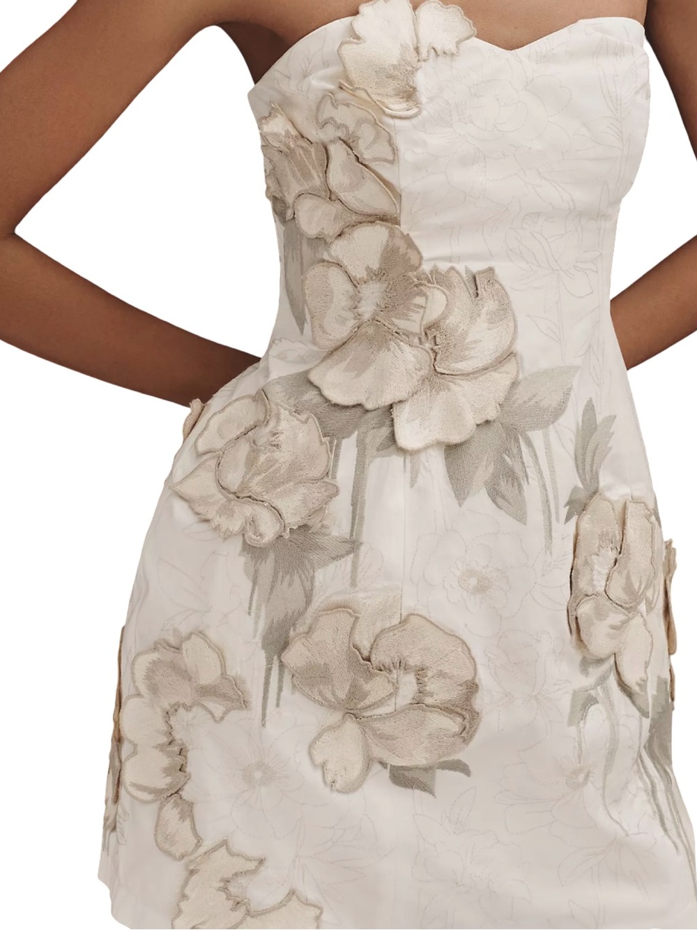 Anthropologie NWT Strapless Floral Appliqué Mini Dress Size S - Picture 4 of 10